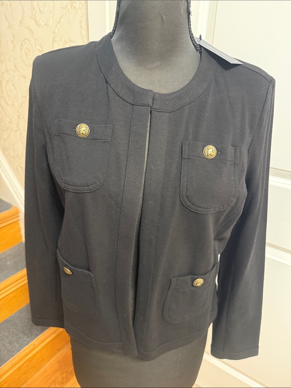 NWT Tommy Hilfiger Classic Black Women's Button-Pocket Jacket